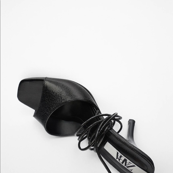ZARA TIED HIGH-HEEL SANDALS THIN STRAPS TO TIE AROUND ANKLE THIN HEEL - Picture 5 of 9